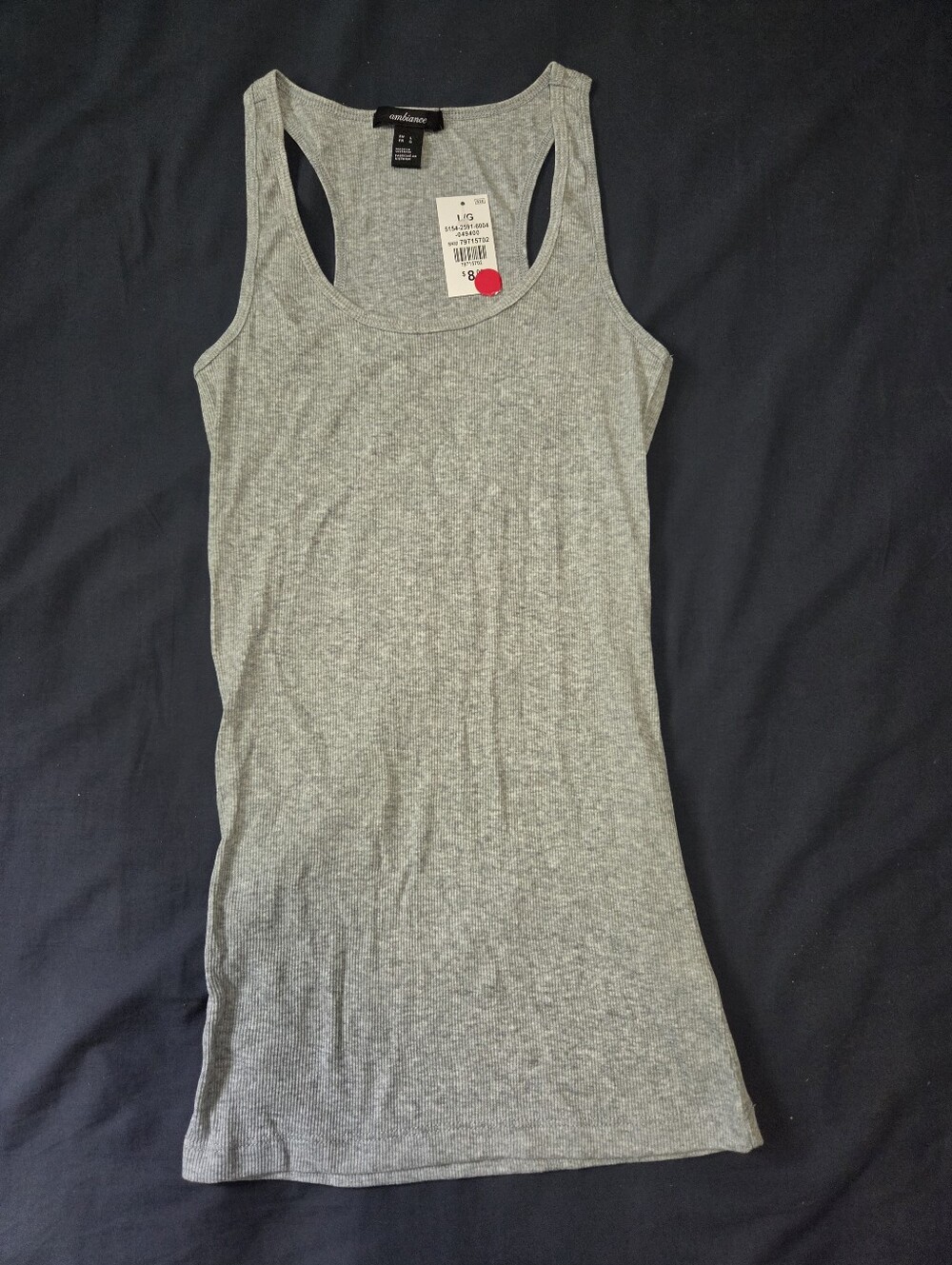 Light Gray Ribbed Racerback Tank
